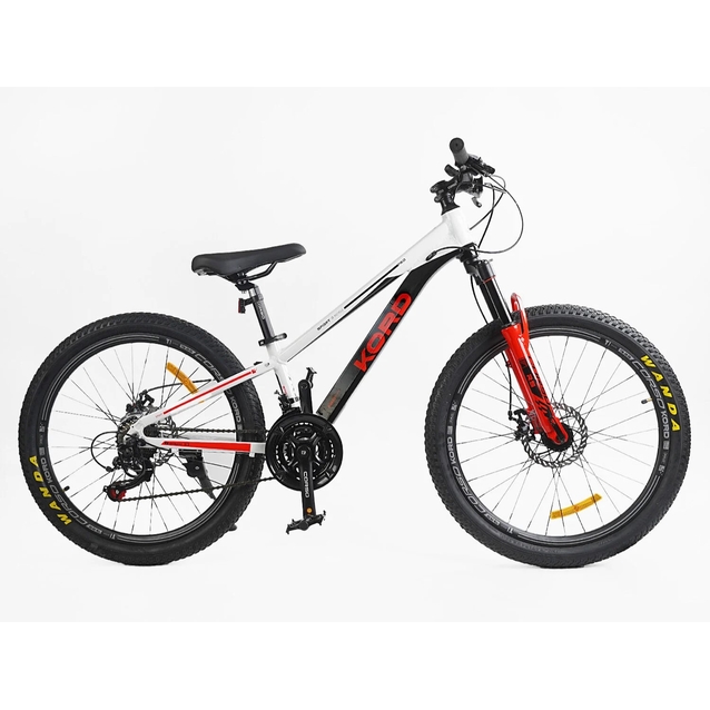 Велосипед 24 AL Corso «KORD» KD-52090 алюміній 11", (к-т SHIMANO) чорно-біло-червоний