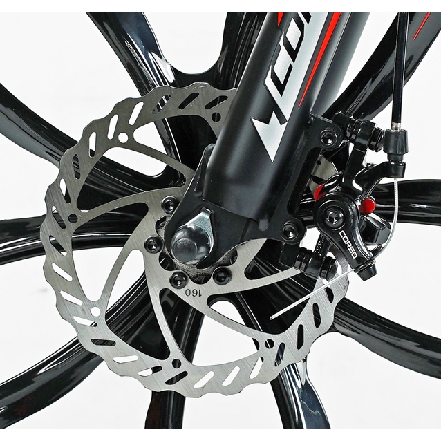 Велосипед 26 AL Corso «SPIDER» SP-26800 алюміній 13", (к-т SHIMANO) чорно-червоний, литі диски