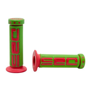 Мото гріпси DBS (Rubber) (зелено-червоні) гумові з буртиком