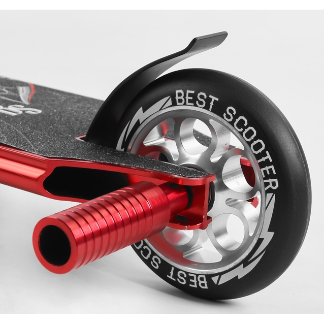 Самокат трюковий Best Scooter «SPIDER» 28536 червоний, HIC-система, пеги, AL диск та дека, колеса PU Ø110mm, ширина керма - 60 см фото westvelo.com