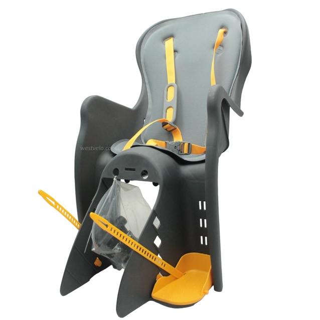 Крісло дитяче, пластик, на зад. багажник, "BQ-7" з м'ягкою підкладкою, чорне фото westvelo.com