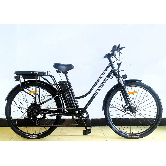 Електровелосипед 28 ST Corso «FREEDOM» FD-28947 сталь, двигун 500W, акумулятор 48V13Ah літієвий, чорний фото westvelo.com