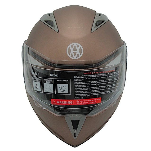 Мото шолом, трансформер (S) (55-56см) VLAND 158 бронзовий матовий  з відкидними окулярами фото westvelo.com