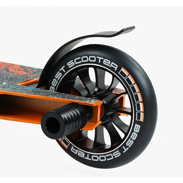 Самокат трюковий Best Scooter «ROBOT-1» 18378 помаранчево-блакитний, HIC-система, пеги, AL диск та дека, колеса PU Ø110mm, ширина керма - 52 см, висота - 83 см фото westvelo.com
