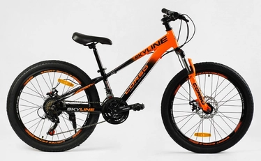 Велосипед 24 AL Corso «SKYLINE» SL-24336 алюміній 11", (к-т SHIMANO) помаранчево-чорний