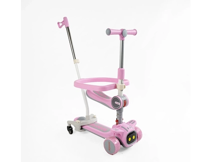 Самокат 5в1 Skyper TY-1061, колеса PU 125х40мм зі світлом, укр озвучування та підсвічування платформи, сіро-фіолетовий