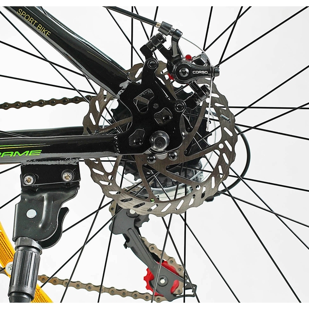 Велосипед 27.5 ST Corso «TORNADO» TR-27257 сталь 15,5", (к-т SHIMANO) чорно-салатовий фото westvelo.com