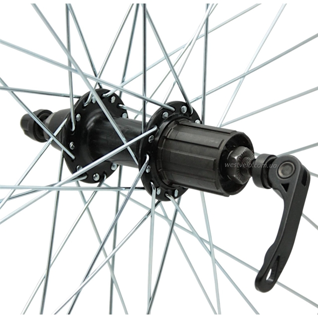 Колесо 26 зад, обід 2-ний чорний, втулка Joy Tech, касета (8-10S), ексцентрик фото westvelo.com
