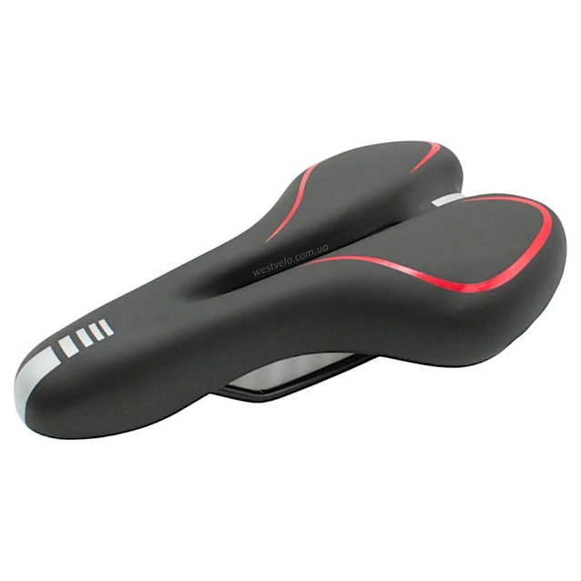 Сідло мтв на глагол з отвором, чорне з червоною смугою фото westvelo.com