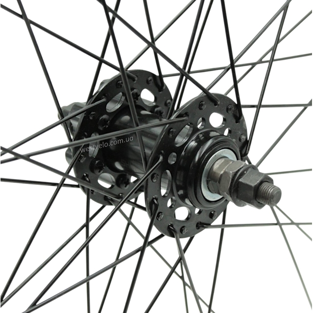 Колесо 26 перед, обід 2-ний чорний, втулка ST. SHUNFENG, диск 6 болтів, чорна спиця фото westvelo.com