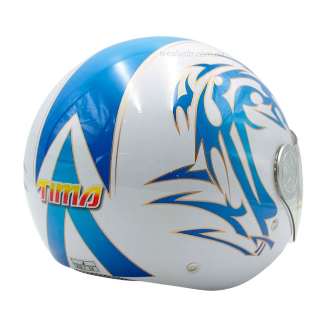 Мото шолом, відкритий (S) TimA №201 біло-блакитний фото westvelo.com