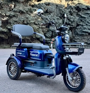 Трицикл Corso «POWER JET» JT-933014, двигун 1200W, акумулятор 72V 28Ah графеновий, синій + 1 ящик. акум, колеса 10"