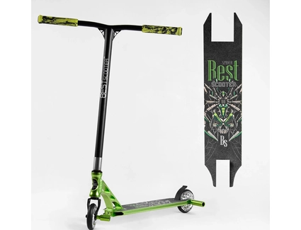 Самокат трюковий Best Scooter «SPIDER» 53442 чорно-зелений, HIC-система, пеги, AL диск та дека, колеса PU Ø110mm, ширина керма - 60 см