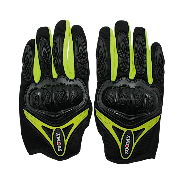 Мото рукавиці (M) "SUOMY" (SU‑10) чорно-зелені (сенсорний палець) фото westvelo.com