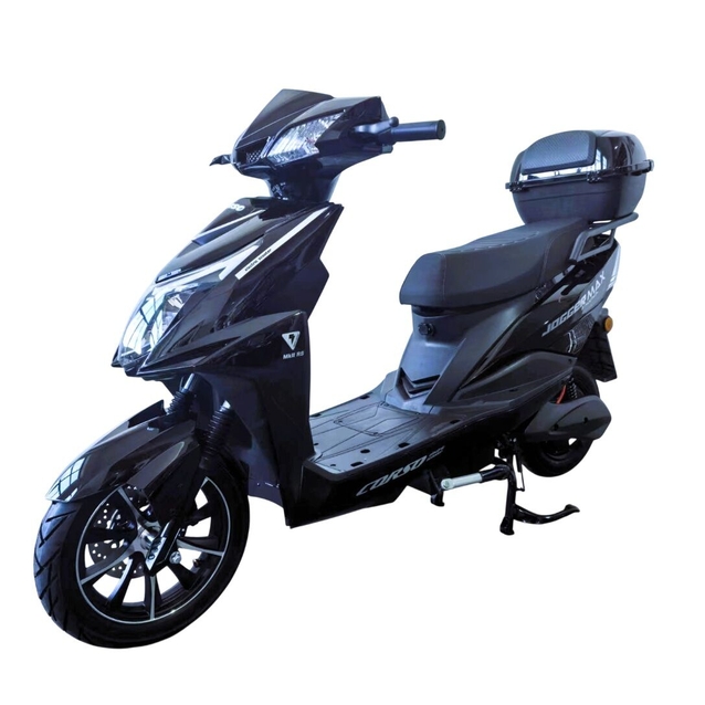 Електроскутер Corso «JOGGERMAX» JM-172843, двигун 1500W, акумулятор 72V 32Ah графеновий, чорний, колеса 12/10" + 1 ящик. акум фото westvelo.com