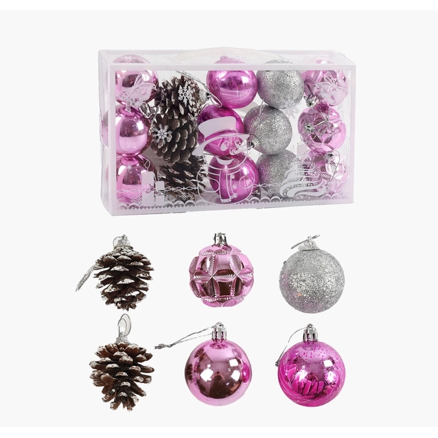 Новорічні прикраси 15 шт, кульки, шишки, D = 5 см, в слюді (C 67313) фото westvelo.com