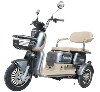 Трицикл Corso «POWER JET» JT-943078, двигун 1200W, акумулятор 72V 28Ah графеновий, сірий + 1 ящик. акум, колеса 10"