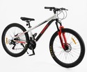 Велосипед 26 AL Corso «KORD» KD-13840 алюміній 13", (к-т SHIMANO) біло-чорно-червоний фото westvelo.com