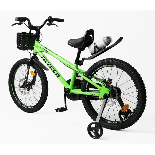 Дитячий велосипед 20 AL Corso «TAYGER»  TG-21708 алюмінієва рама, дискові гальма, салатовий фото westvelo.com