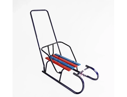 Сани «Сніговий баранчик» з ручкою, круглі полози, сині