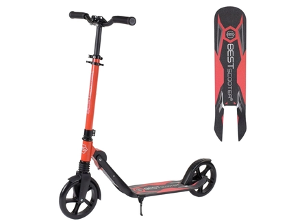 Самокат дитячий 2-х колісний, PU Best Scooter 32399 червоно-чорний, Ø200mm, 1 амортизатор, затиск керма