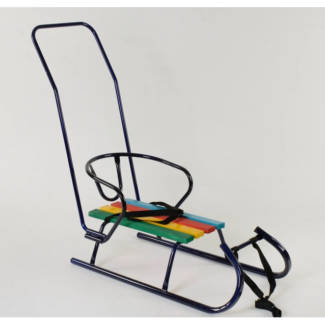 Сани з ручкою, круглі полози "САНТА" сині фото westvelo.com