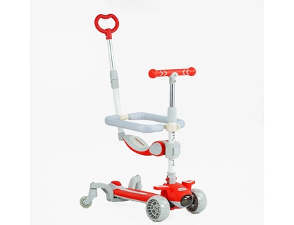 Самокат 5в1 Skyper J-08328, колеса PU 125х40мм зі світлом, укр.озвучування та підсвічування платформи, сіро-червоний