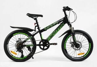 Велосипед 20 ST Corso «CRANK» CR-20608 сталь 11", (к-т LTWOO-A2) чорно-салатовий