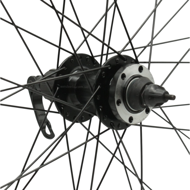 Колесо 27,5 зад, обід 2-ний чорний, втулка. AL. NECO на касету (8-10S), диск 6 бол, ексцентрик, чорна спиця (Gravity) фото westvelo.com
