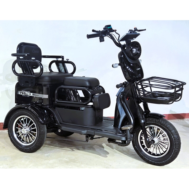 Трицикл Corso «PROTEX POWER» PL-800677, двигун 1200W, акумулятор 72V 24Ah літій-залізно-фосфатний, чорний + 1 ящик. акум, колеса 10" фото westvelo.com