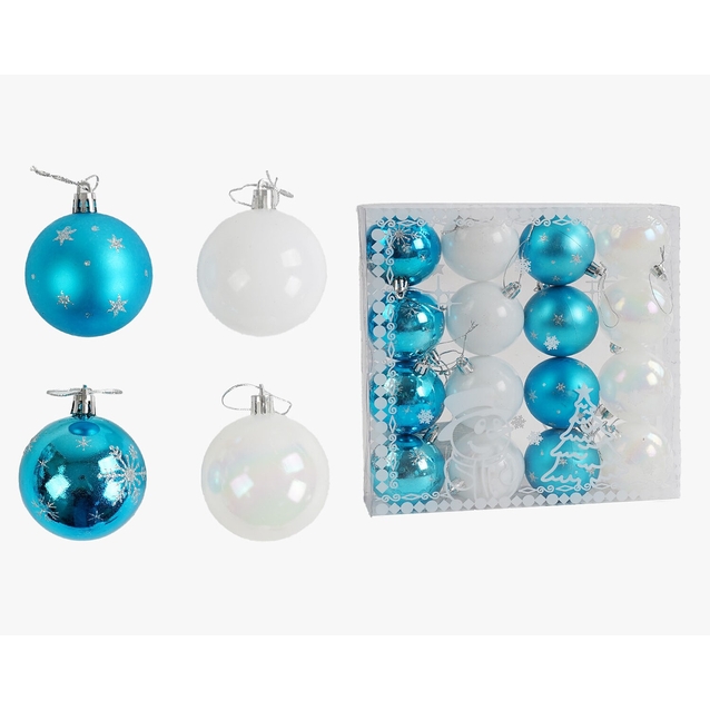 Новорічні прикраси 16 шт, кульки, D = 6 см, в слюді (C 67393) фото westvelo.com