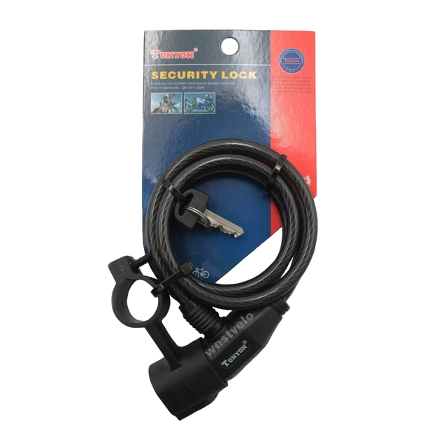 Замок на ключ TONYON 520 Ø8mm L-1000mm з кріпленням на раму фото westvelo.com