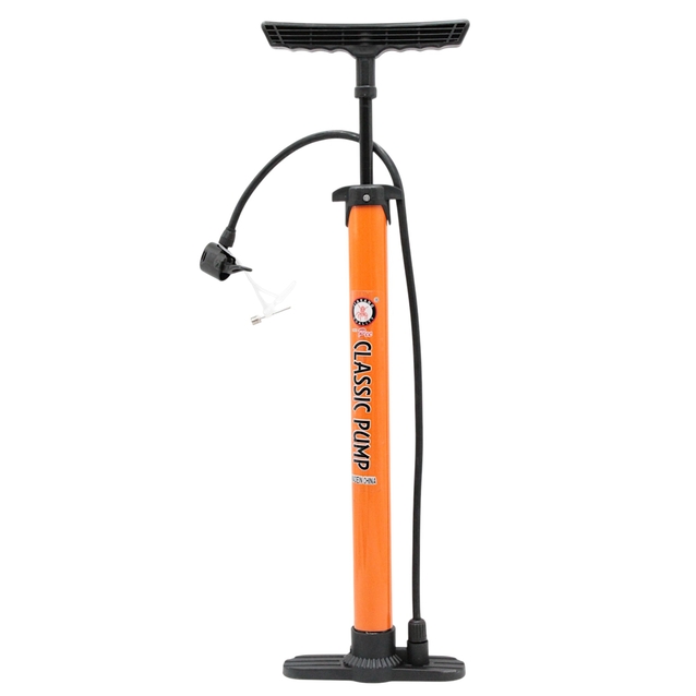 Насос авто сталевий HAND pump, (608) помаранчевий, 2-ний наконечник (AV/FV) фото westvelo.com