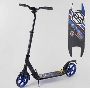 Самокат дитячий 2-х колісний, PU Best Scooter 73193 чорно-синій , Ø200mm, AL, 2 амортизатора