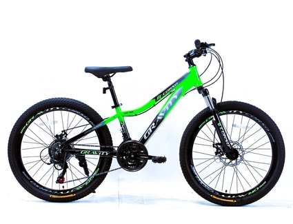 Велосипед 24 AL Corso «GRAVITY» GR-24311 алюміній 12", (к-т SHIMANO) чорно-салатовий