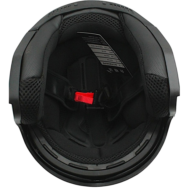 Мото шолом, відкритий (L) GXT "1001-1" чорний матовий з синіми вставками з відкидними окулярами фото westvelo.com