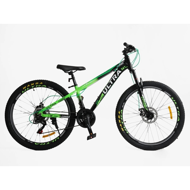 Велосипед 26 AL Corso «ULTRA» UT-90085 алюміній 13", (к-т SHIMANO) чорно-салатовий (2) фото westvelo.com