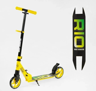Самокат дитячий 2-х колісний, PU Best Scooter «RIO» 35959 жовтий, Ø145mm, передній амортизатор, AL гальмо