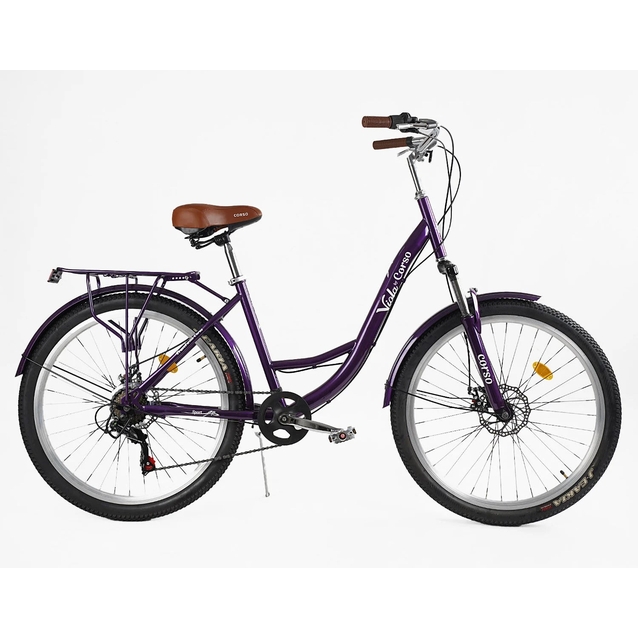Міський велосипед 26 ST Corso «VIOLA» VL-26914 сталь 17", (к-т SHIMANO) темно фіолетовий фото westvelo.com