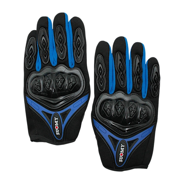 Мото рукавиці (L) "SUOMY" (SU‑10) чорно-сині (сенсорний палець) фото westvelo.com