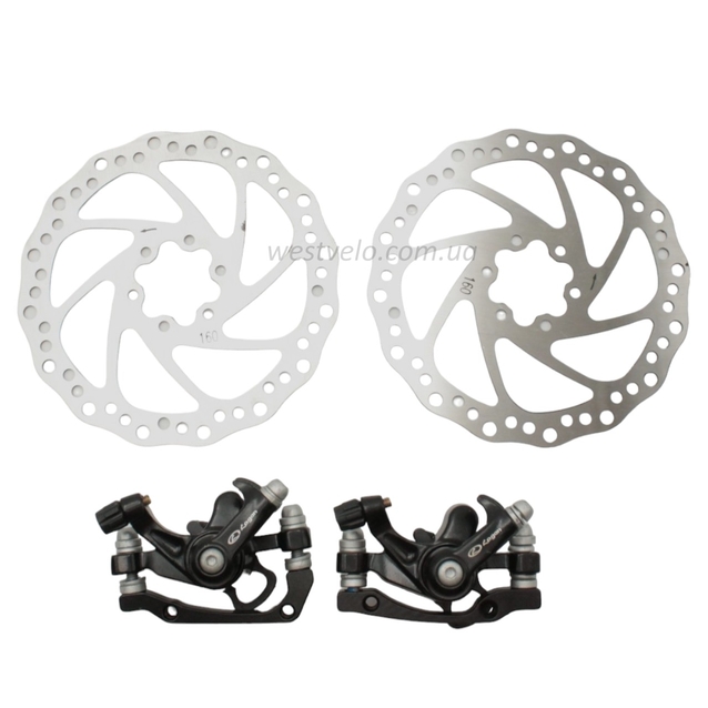 Дискові гальма Repute DSC 510 : 2 супорта F160/R140+F180/R160, 2 диски Ø160) фото westvelo.com