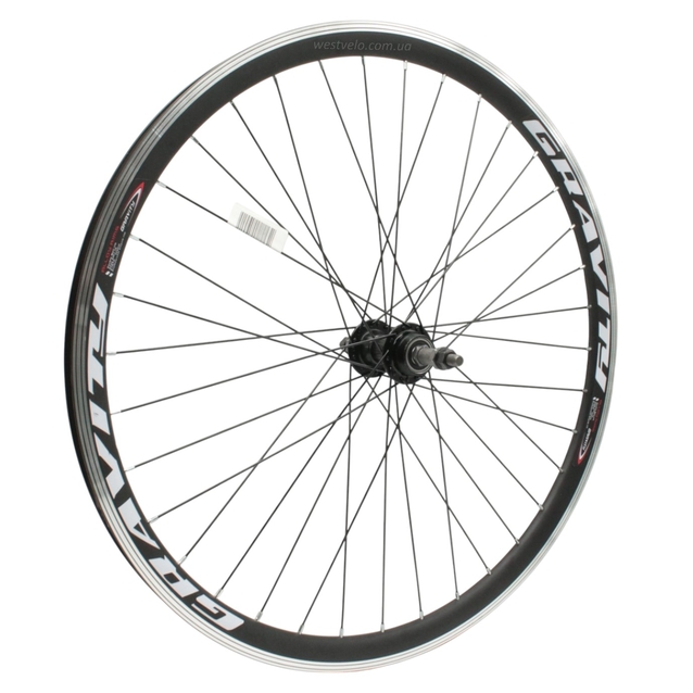 Колесо 26 зад, обід 2-ний чорний, втулка AL на промах чорна, чорна спиця (Gravity) фото westvelo.com