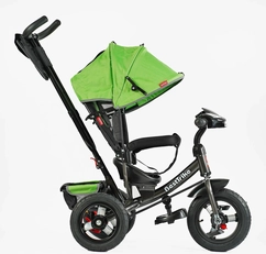 Дитячий велосипед 3-х колісний з батьківською ручкою, з дашком, надувні колеса Best Trike 3390/37-819 салатовий