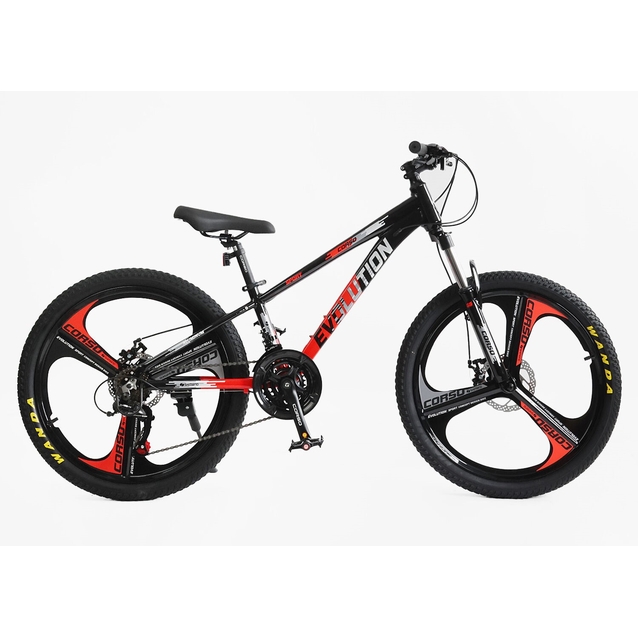 Велосипед 24 AL Corso «EVOLUTION» EV-24314 алюміній 11", (к-т SHIMANO) чорно-червоний фото westvelo.com
