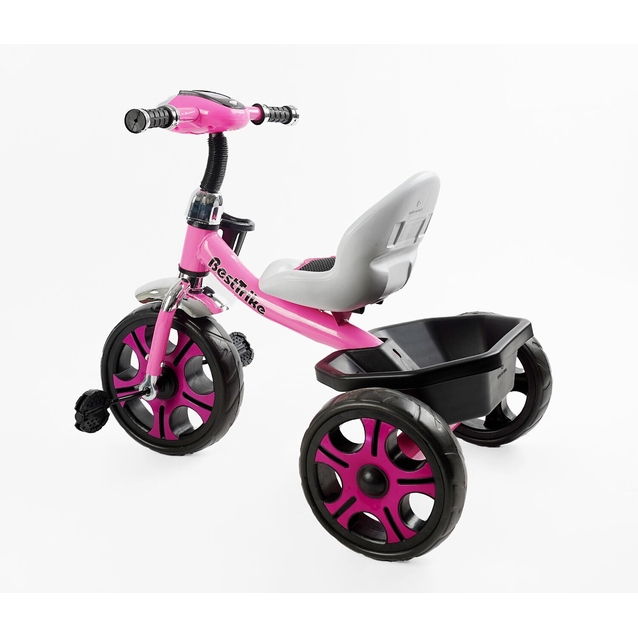 Дитячий велосипед 3-х колісний EVA (піна) Best Trike колеса 12-10, BS-22603 рожевий, сталева рама, фара з музикою та світлом, кошик фото westvelo.com