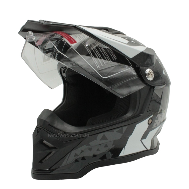 Шолом, закритий крос/ендуро (S 55-56) АТV зі склом F2 (819-7) глянець чорно-сірий фото westvelo.com