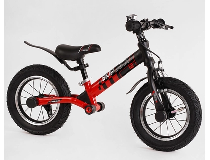 Велобіг 12 Corso надувні колеса, сталева рама «SKIP JACK» 44538 ручне гальмо, з амортизатором, чорно-червоний