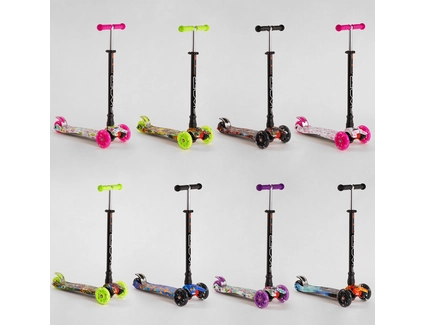 Самокат дитячий 3-х колісний, Skyper «MAXI» 113-33565 видається тільки ЯЩИКОМ МІКС кольорів (8), колеса PU Ø120mm/80mm зі світлом
