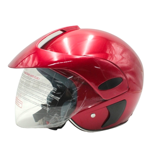 Мото шолом, відкритий (S 55-56) №208 червоний, з дашком фото westvelo.com