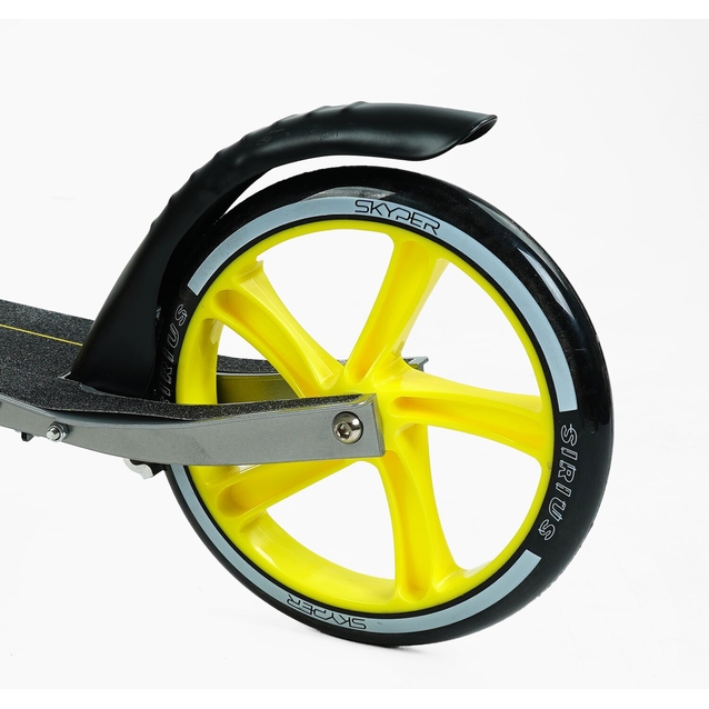 Самокат дитячий 2-х колісний, PU Skyper «SIRIUS» S 25817 сіро-жовтий, Ø200mm, 1 амортизатор, ручне гальмо фото westvelo.com